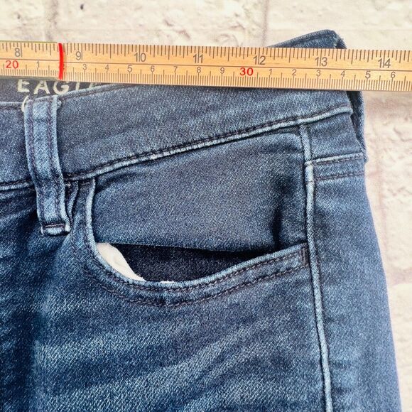 American‎ Eagle Jeans Women 4 Regular Blue Dark Wash Super High Rise Jegging - Picture 8 of 11